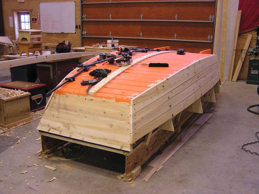 A Garvey workboat – a 16' design that utilized the scantlings from the original 19’ 7” design built at the Mystic Seaport Museum. It will be driven by an outboard engine mounted in an inboard well and, like the original, it will help move Great Lakes Boatbuilding School boats.