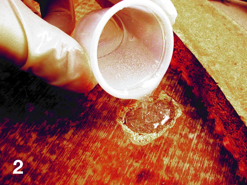 Mix and pour G/5 epoxy into the cavaties
