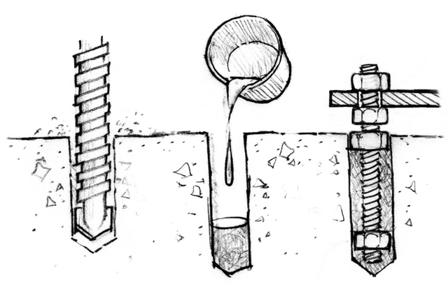threaded rod in concrete illustration
