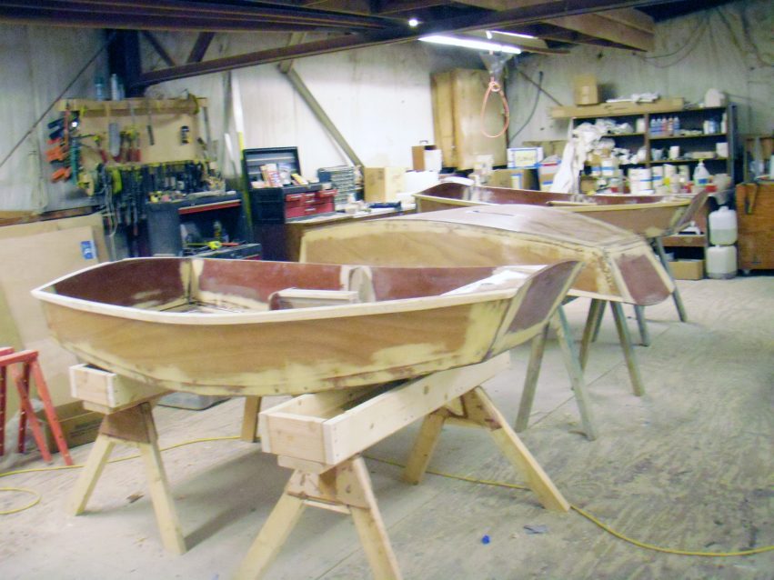 Optimist Prams are another SBCSA boat building project in the loft of the GBI shop.