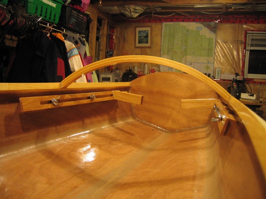 The kayak's oak braces are easily adjusted.