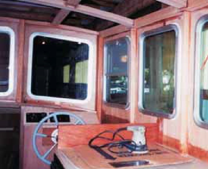Fifty Plus's windows and hatches are installed and building of the interior cabinetry is well underway.