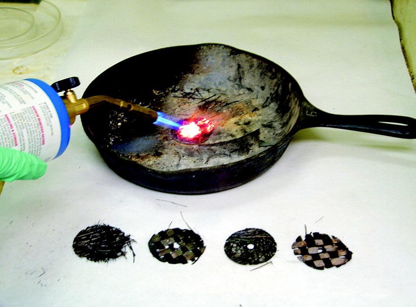 A cast iron pan and a blow torch can be used to burn away the resin.