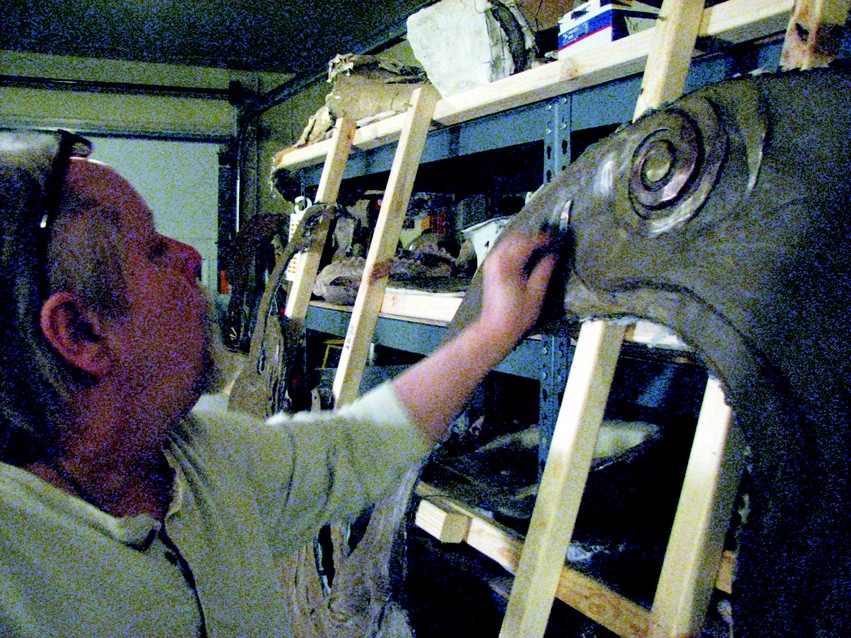 4.) Buffing the sculpture with steel wool exposed the bronze powder.