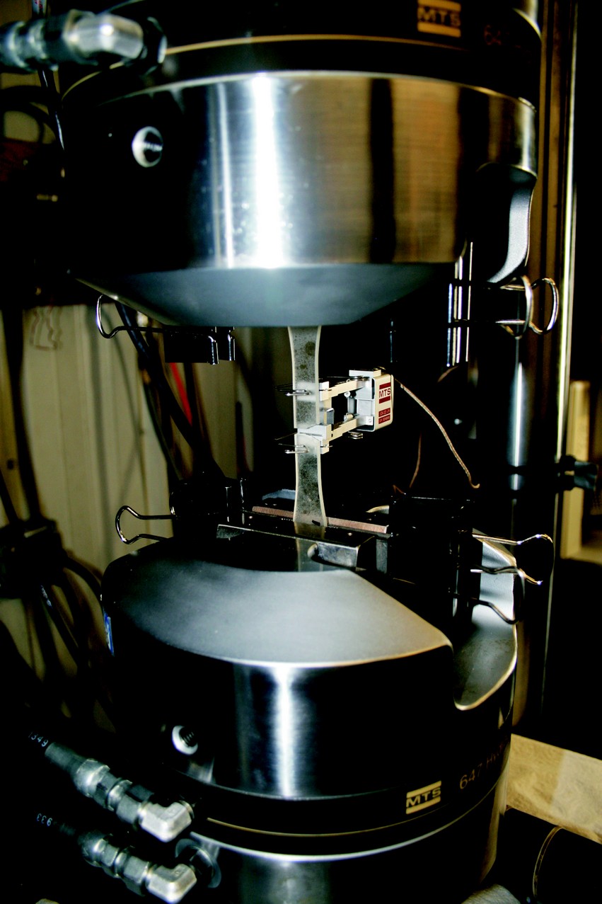 An epoxy tensile test in progress.