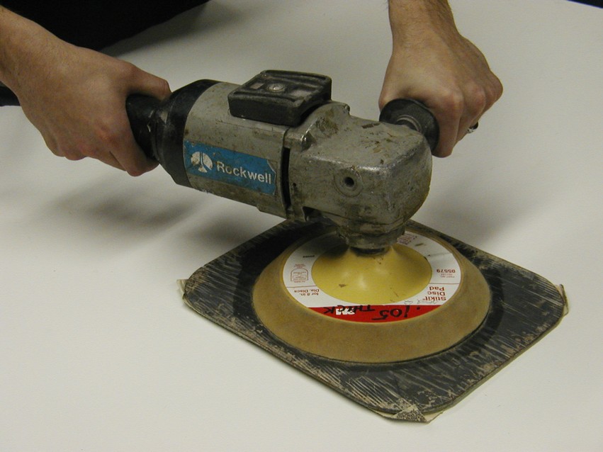 The thought of this rectangle zinging around at 3,000 rpm is a bit scary, but in practice, you'll find this sanding trick safe and easy to use.