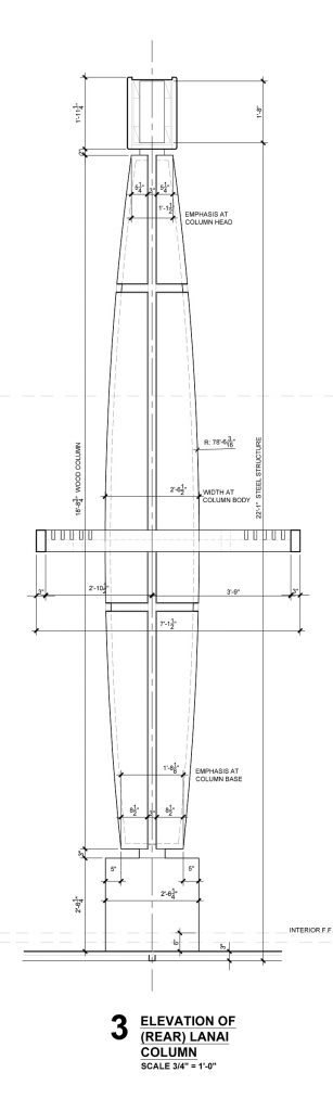 Architect's elevation of the 18' rear columns.