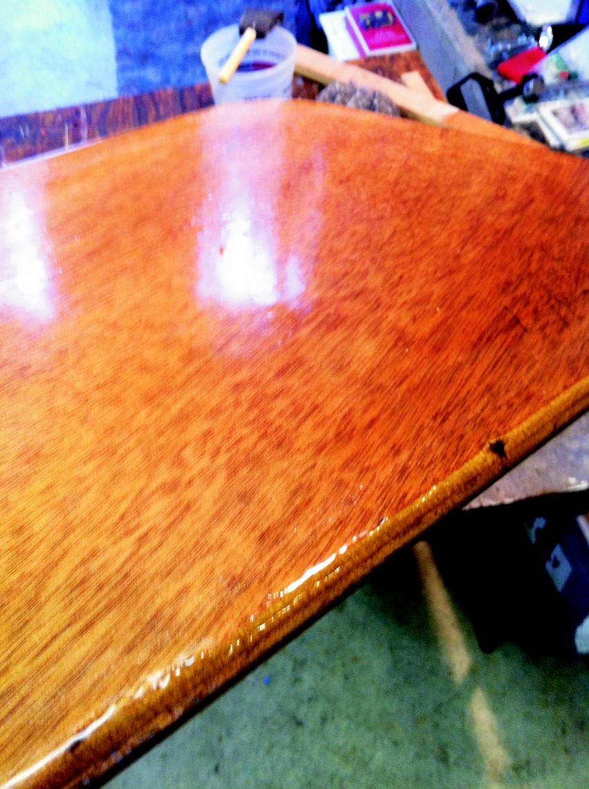 5. New cabin sole undersides were coated with three coats of WEST SYSTEM® 105/205 as a moisture barrier. The end grain of new bulkheads was also coated. New material was stained with ML Campbell two-part stain used by C&amp;C to match the original stain colors.