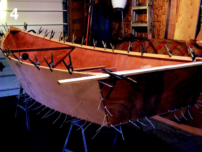 I installed the skiff's inner gunwales to help stiffen the shear and give it a nice smooth curve.