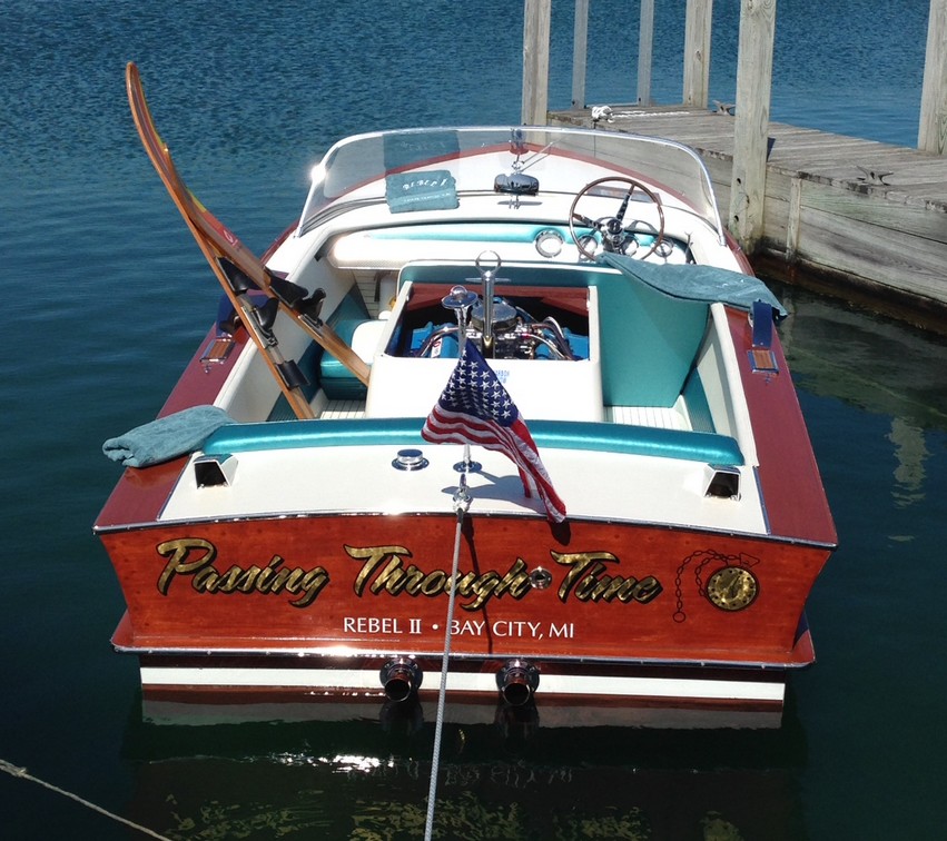 The restored Chris Craft was renamed PASSING THROUGH TIME REBEL II