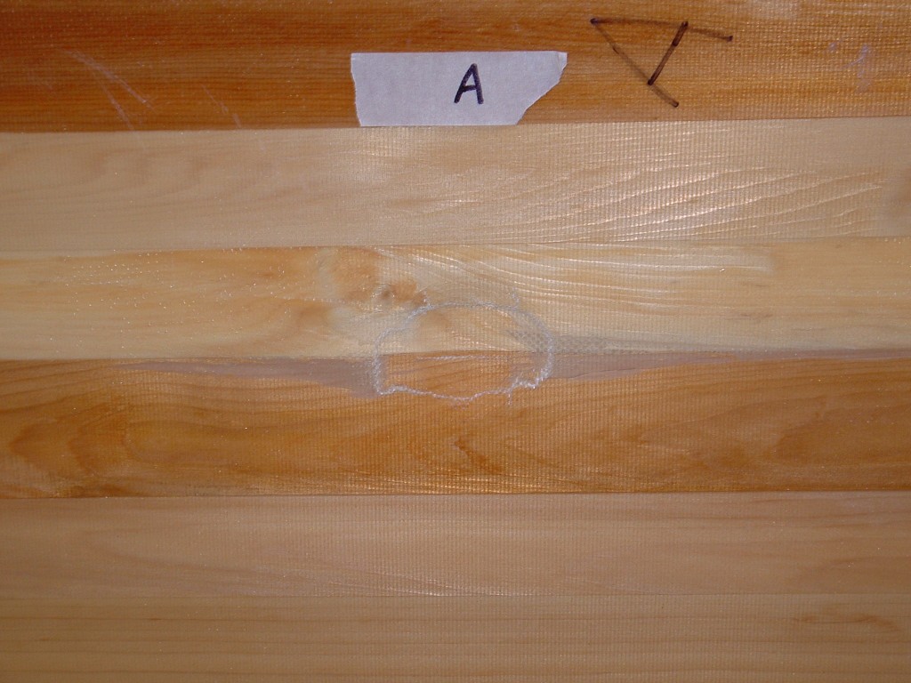 Figure 3A shows a small area of damage on the impact side.
