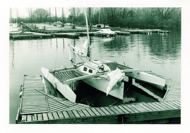 VICTOR T: An early racing trimaran that led to the development of ADAGIO and other Gougeon designs.