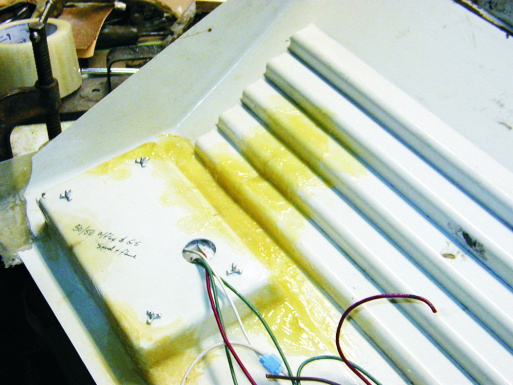 Completed repairs were reinforced on the backside with G/flex 655 and 4 oz fiberglass cloth.