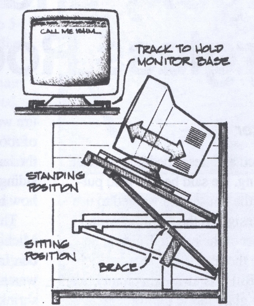 Depiction of monitor support portion of the stand-up desk.