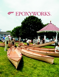 Cover Photo: Semi-finished Family Build Weekend Sassafras 16 canoes on display at the 2010 WoodenBoat Show at Mystic Seaport.