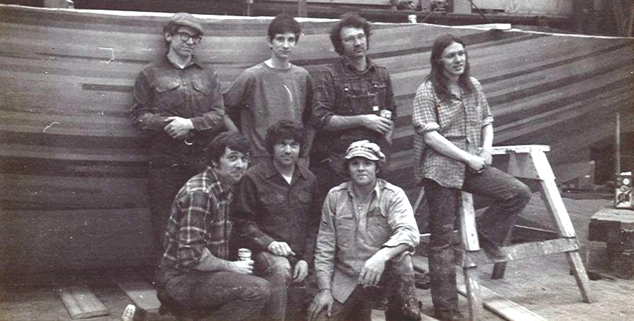 The early Gougeon crew that worked on the construction of HOT FLASH.