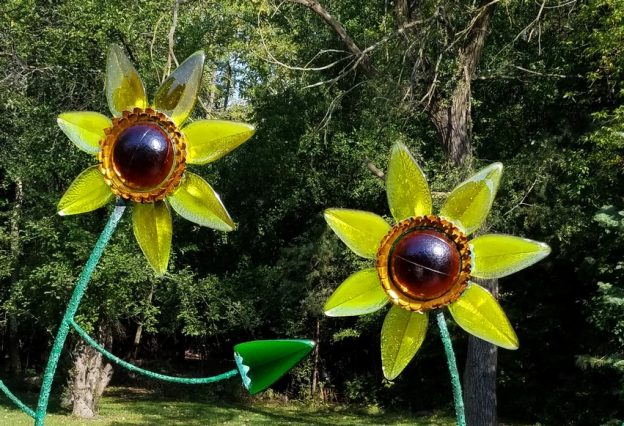 bronze, glass & epoxy sunflowers