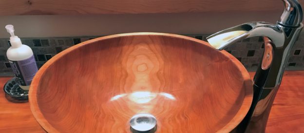 Black cherry basin with epoxy and polyurethane