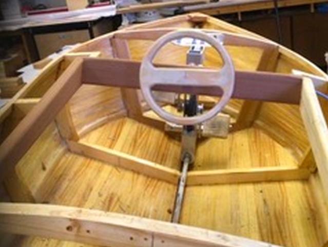 The Chris Craft's steering wheel