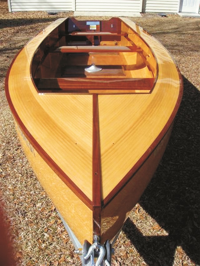 Matthew Gunning of Gunning Wooden Boats built this 15' strip-plank boat.