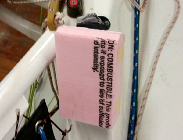 foam is positioned to determine where the part should go