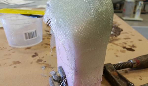 Fiberglass applied to the quick mold