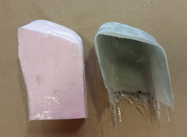 The quick mold removed from the epoxy/fiberglass part