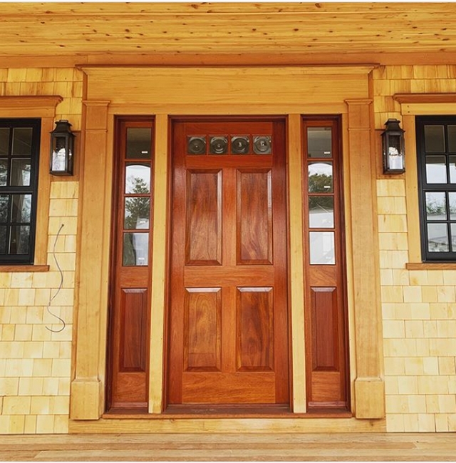 Natural mahogany door by @nantucketmillworks