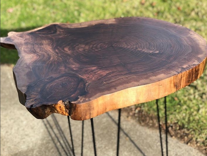 Side Table with Hairpin Legs & Walnut Top