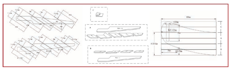 gaff repair schematic for laying up the new gaff jaws.