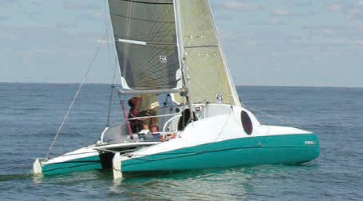 The self-rescuing catamaran, WILD CARD was designed after FLICKA's capsize. 