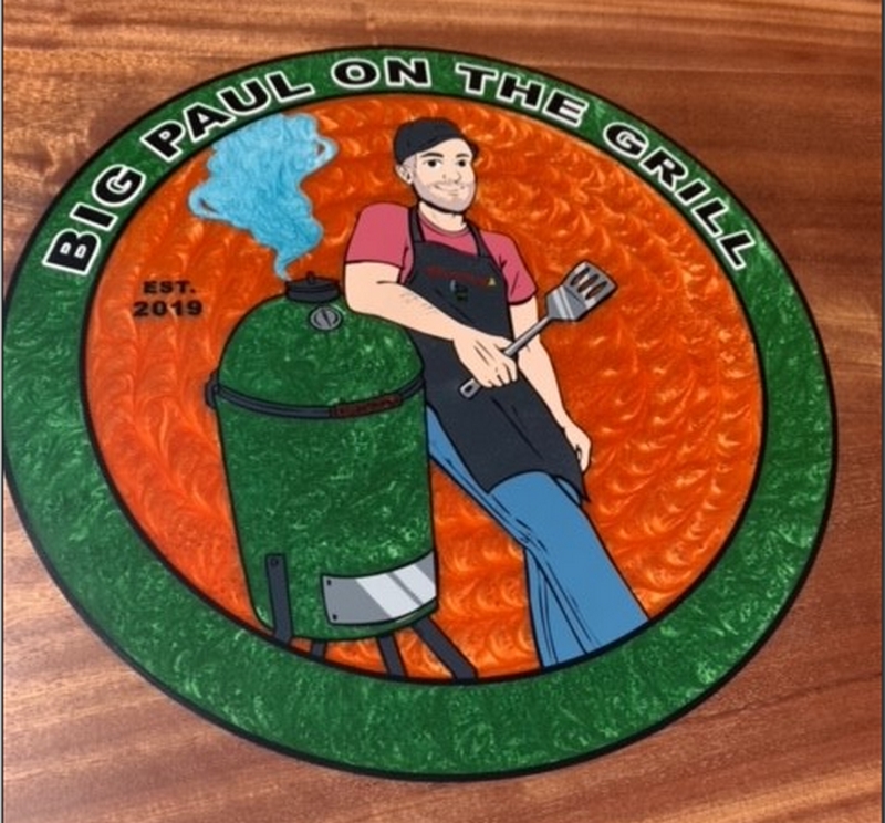 Big Paul on the Grill inlay by Shane Peters.