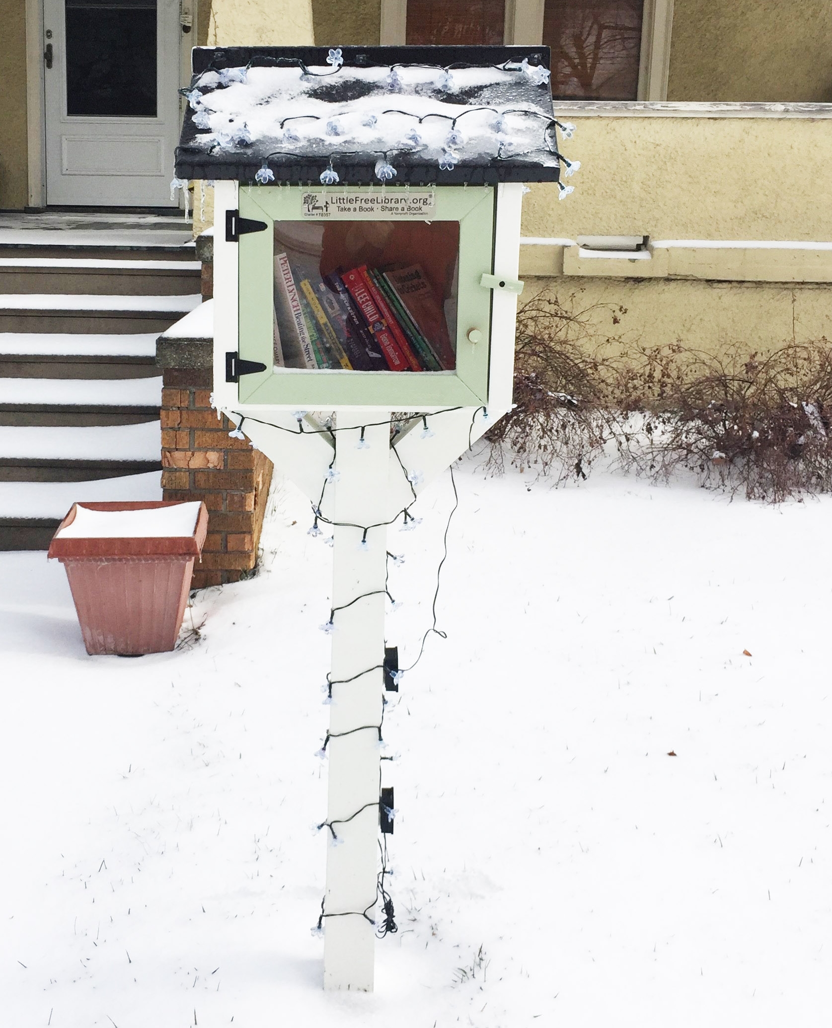 My little free library has weathered its third Michigan winter.