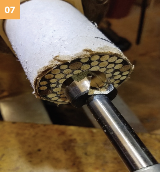 Step 7. Mount the tube on a lathe
