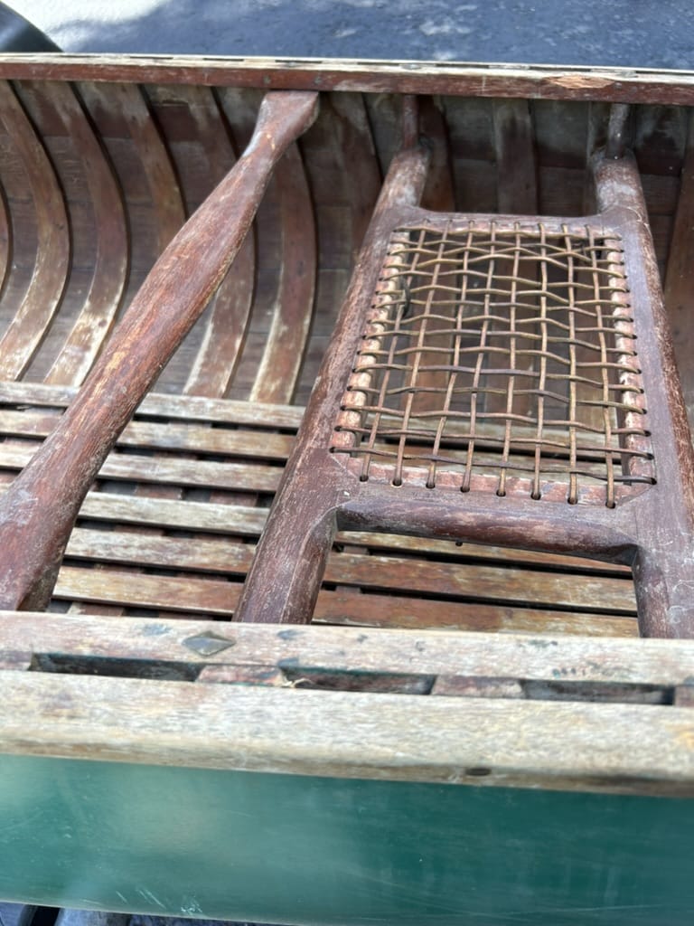 "The leather laces were disintegrating and needed replacement." From the article, "Giving a Canoe a Second Life" by Greg Hatten, featured in Epoxyworks 61.