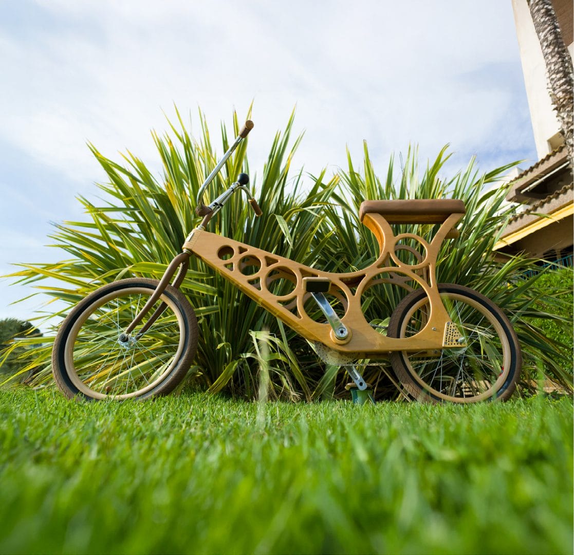 Hoopy Wooden Bicycle by WoodenWidget. Featured in Epoxyworks 62