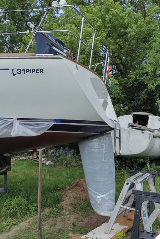 Rudder Repair -Amy Lahr, Epoxyworks #62 - Spring 2026 Issue.